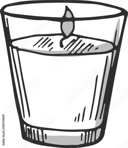 Aroma candle in glass doodle. Relaxation hand drawn icon
