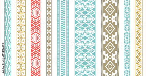 Lace border patterns vector set. Seamless edge elements. Vintage design. Needlework ribbons. Ukrainian folk patterns. Bridal dress apparel frills. Delicate tapes. Craft elements.