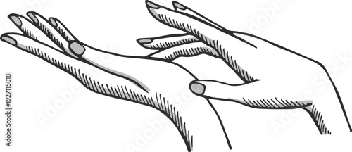 Female hands drawing. Spa and wellness sketch logo