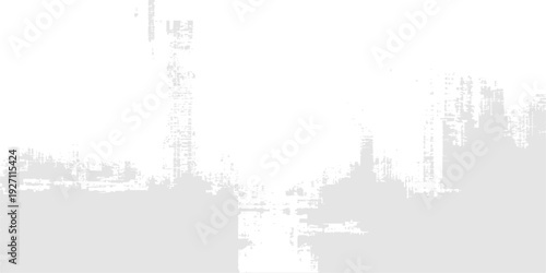 High-key abstract city skyline silhouette with architectural sketches and urban construction elements on white backdrop