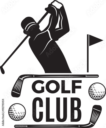 Golf club emblem. Golfer hobby sport sticker