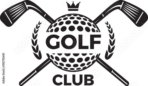 Crossed golf sticks emblem. Royal game club