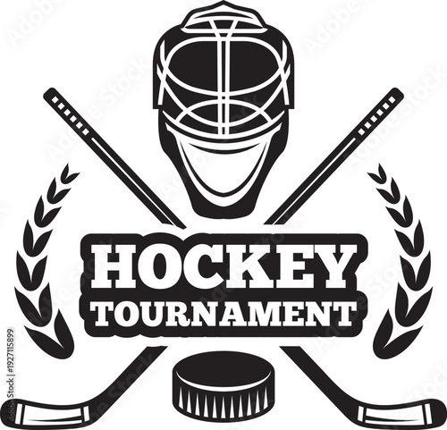 Hockey tournament sport logo. Black competition emblem