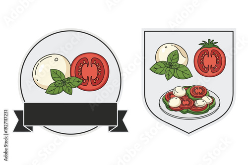 Caprese Salad Ingredients and Plated Dish Icons