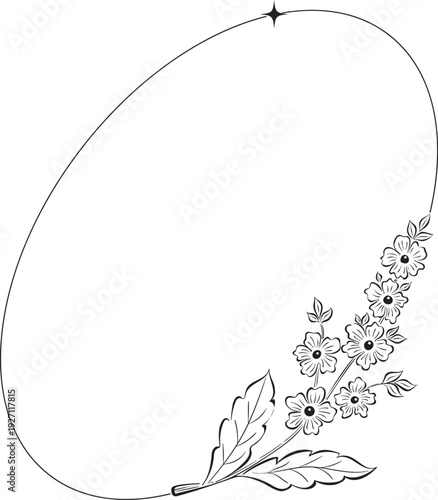 Elegant Vector frame with flower floral elements. Frame with botanical decorative elements.