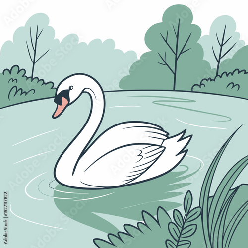 Cygne dans l'eau