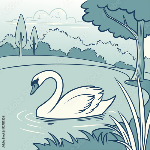 Cygne dans l'eau