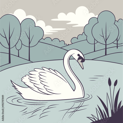Cygne dans l'eau