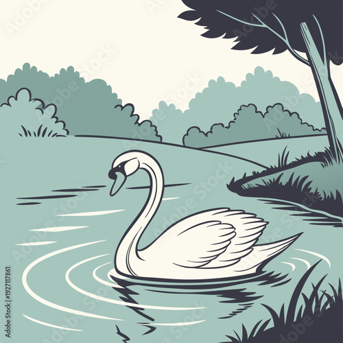 Cygne dans l'eau