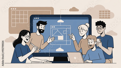 Business Creative team collaborating on UI/UX design for a website or app