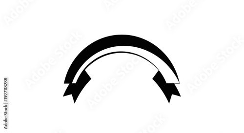 Black Arrows Curved Shape Icon Symbol.