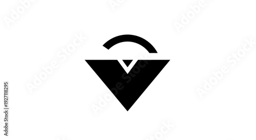 Black Geometric Shape with Inverted Triangle Design.