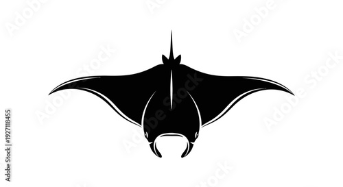Black Manta Ray Silhouette Flying Freely.