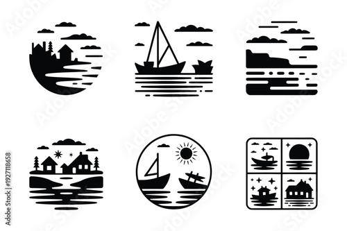 Coastal and Nautical Scene Icons