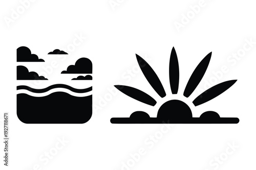 Minimalist Landscape and Sunrise Icons