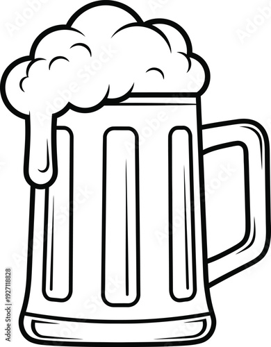 Glass mug filled with frothy beer vector illustration beverage concept on transparent background