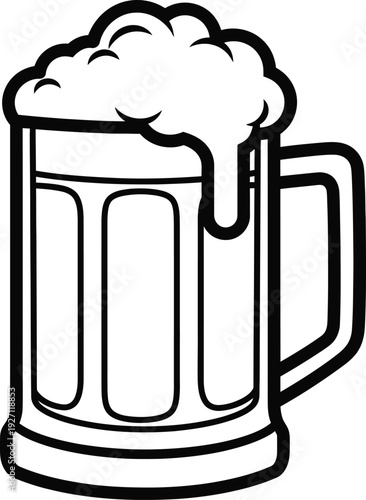 Pint glass mug filled with frothy beer vector illustration beverage concept on transparent background