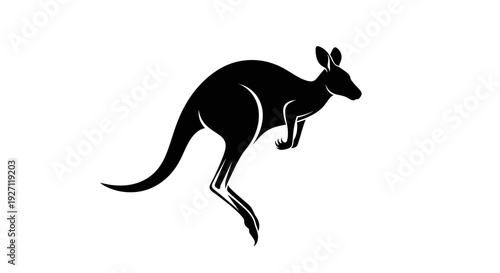 Black Silhouette Kangaroo Illustration.