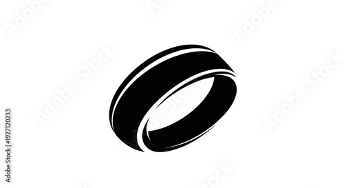 Black Simple Wedding Band Ring Isolated.