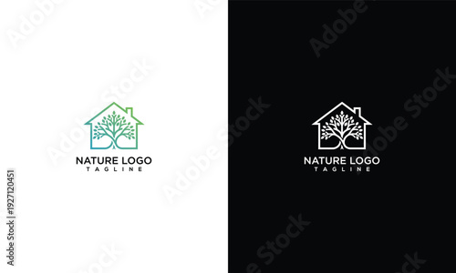 Eco-Friendly Home Tree Logo Design for Sustainable Real Estate  Green Living Brand Identity.
