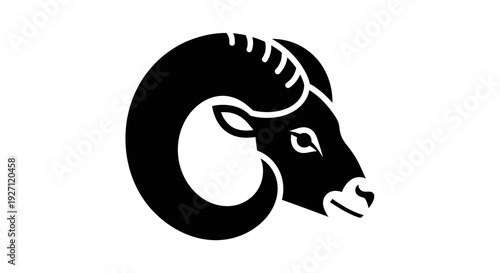 Black Silhouette of a Ram Head.