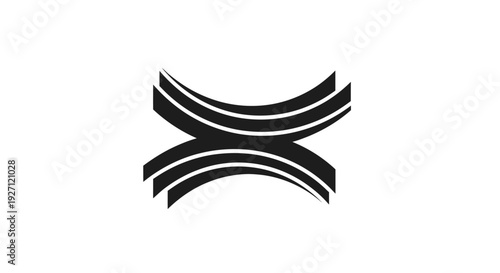 Black Curved Lines Intersecting Symbol Design.