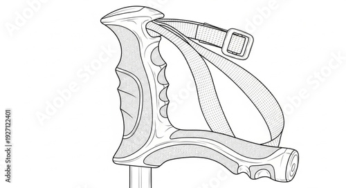 Detailed sketch of a trekking pole grip with strap.
