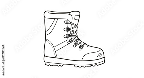 Detailed illustration of a rugged hiking boot with laces.