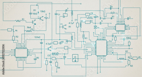 Detailed Electronic Circuit Diagram Schematic Blueprint.