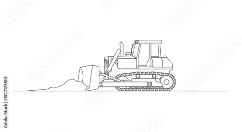 Detailed illustration of a bulldozer pushing earth, construction equipment in action.