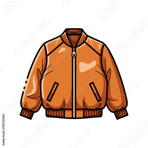 Stylish brown bomber jacket with distinctive marbled texture and functional design elements