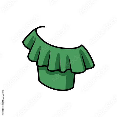 A stylized green ruffled collar or bow for a dress or costume accessory