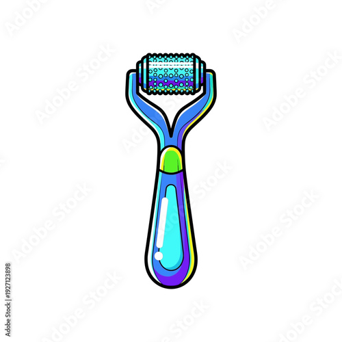 Colorful electric shaver with vibrant roller head and ergonomic handle design