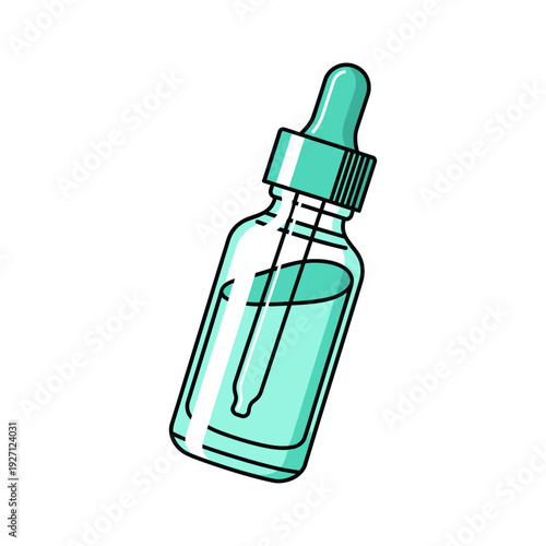 Illustration of a dropper bottle with turquoise liquid inside