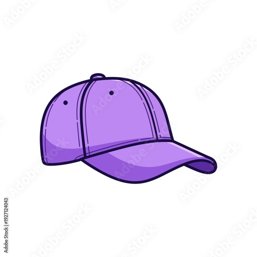 A stylish purple baseball cap with a curved brim and dark shadow detailing on the sides