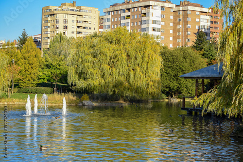 El lago de la ciudad de Pamplona