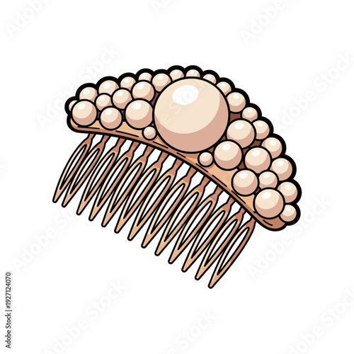Elegant hair comb adorned with large pearls and decorative teeth
