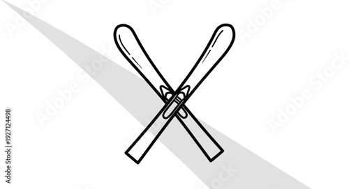 Crossed skis graphic illustration winter sport equipment.