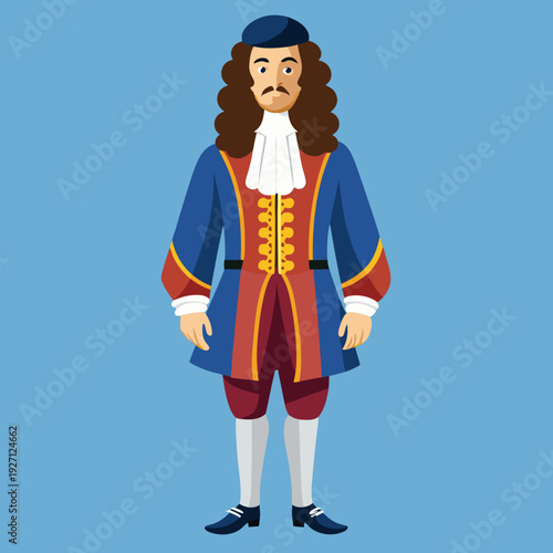 17th men fashion vintage illustration isolated on transparent background