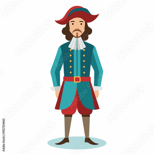 17th men fashion vintage illustration isolated on transparent background