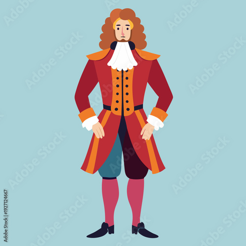 17th men fashion vintage illustration isolated on transparent background