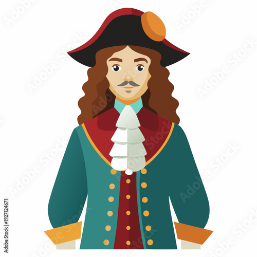 17th men fashion vintage illustration isolated on transparent background