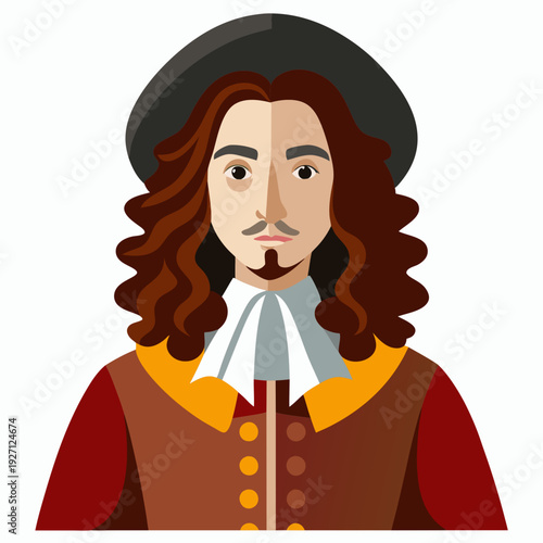 17th men fashion vintage illustration isolated on transparent background