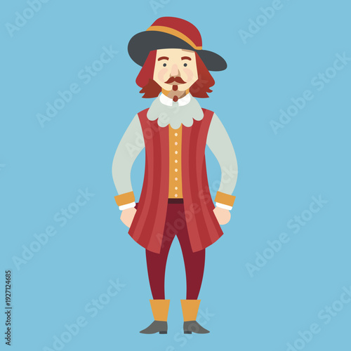 17th men fashion vintage illustration isolated on transparent background