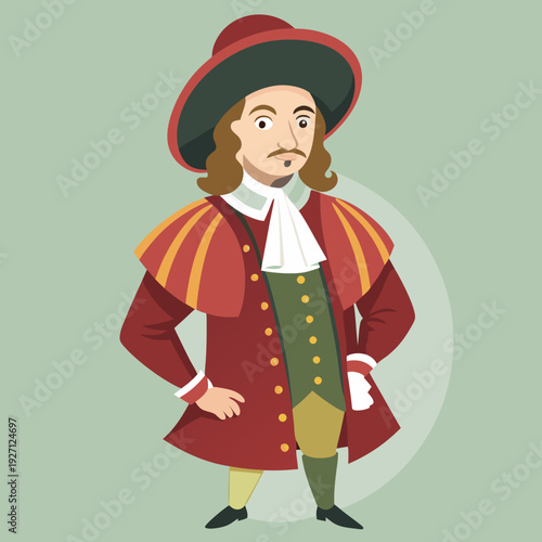 17th men fashion vintage illustration isolated on transparent background