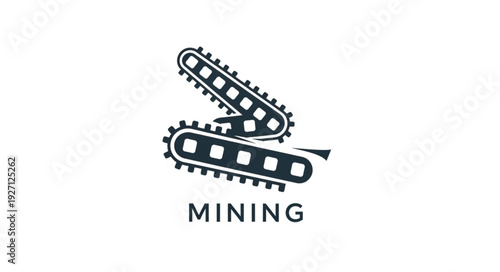 Mining industry logo depicting tracks and the word mining in bold letters.