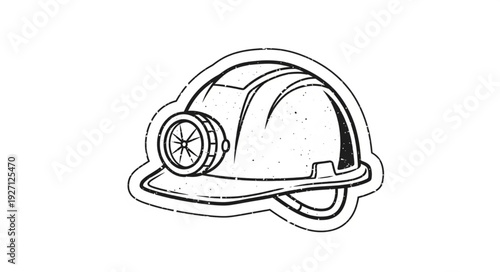 Detailed illustration of a safety helmet with a lamp, perfect for mining and construction.