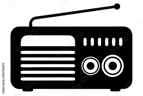 retro radio vector illustration, Radio Icon, radio black symbol
