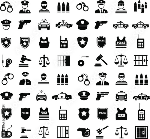 Modern Law and Justice Line Icon Set Vector Collection
