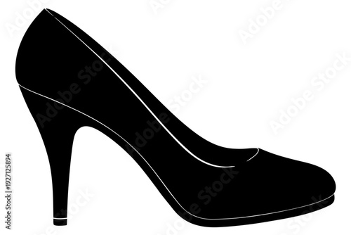 woman high heel icon, high heel silhouette vector, high heel black symbol.
